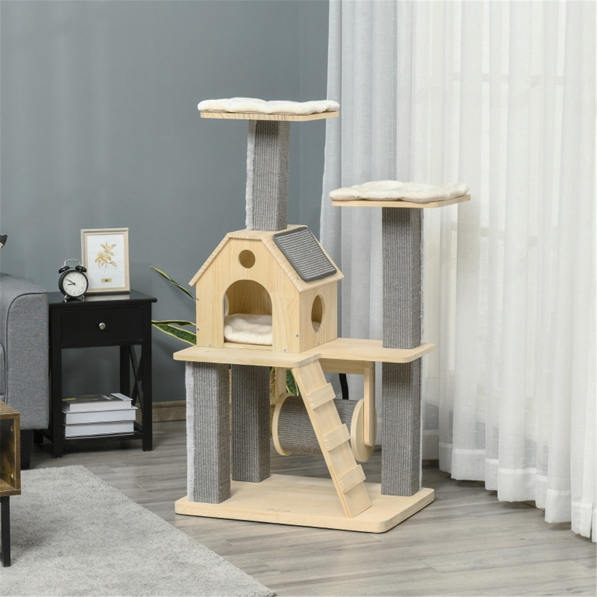 Newest Fashion Multi-levels Modern Stylish Cat Scratching Tree Condo Wood Cat House