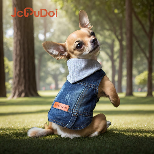 Dog Denim Jacket with Hoodie