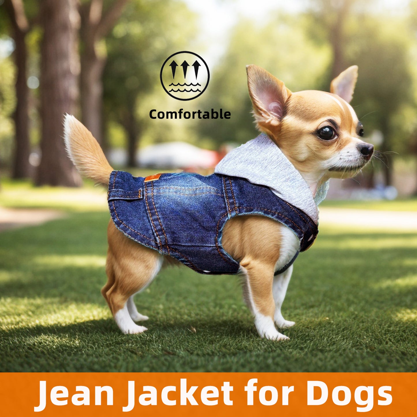 Dog Denim Jacket with Hoodie