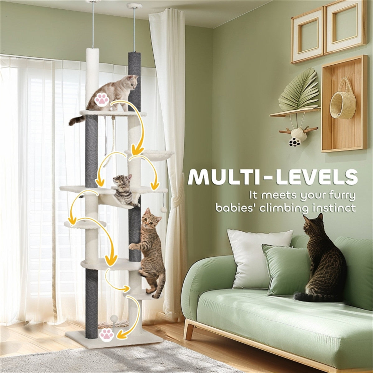 Cat House Woven Nest Frame Cat Climbing Rack Woven Rattan Furniture Tree Nest Cat Tree Kitten Scratching Posts