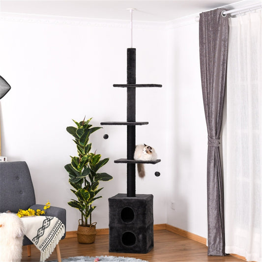 Cat Tree Tower Indoor Wood Cat Craft with Carpet Cat Pole Sisal Scratching Post and Mat for Kittens