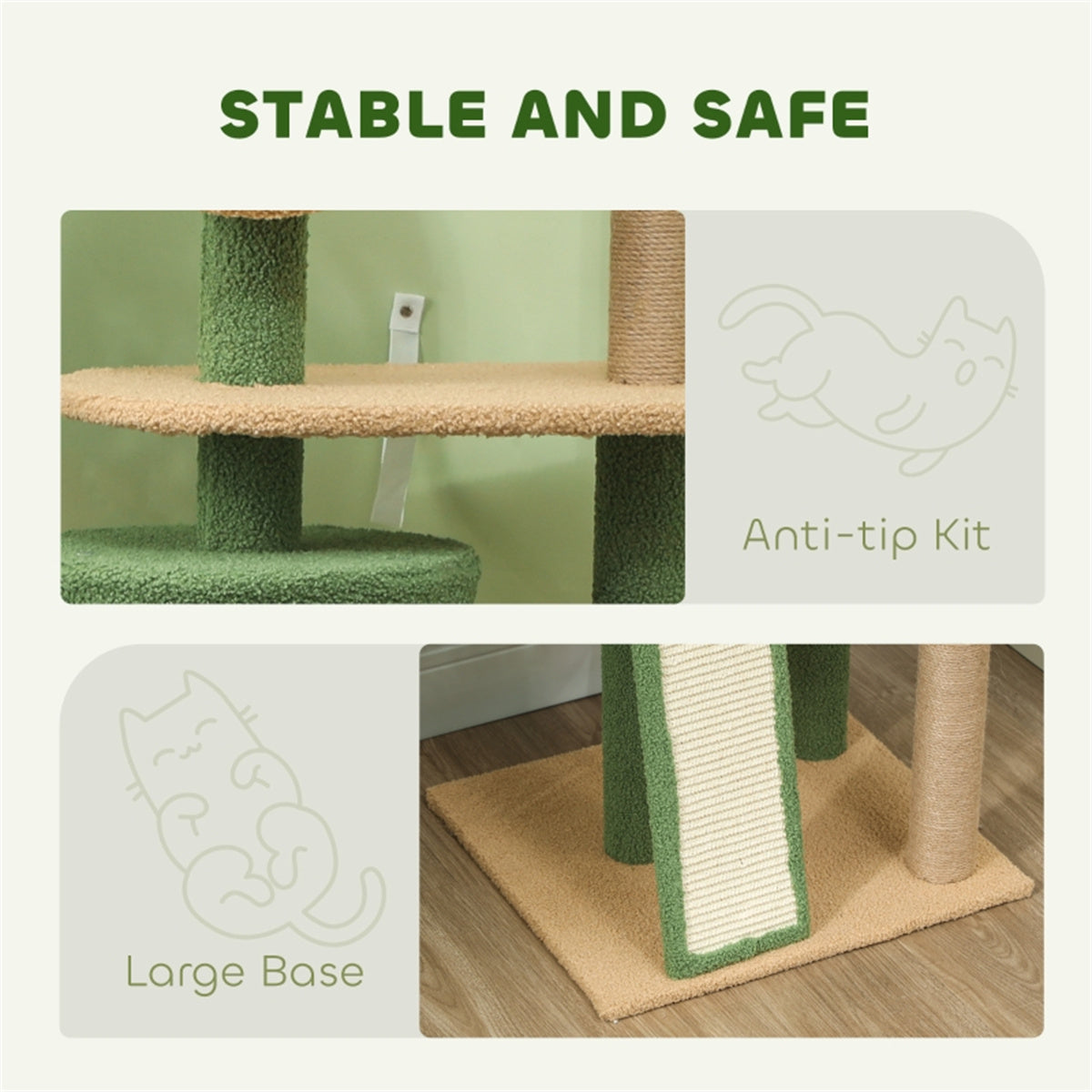 Luxury High Quality Modern Large Green Mop Lint Cactus Cat Tree Tower Scratcher Creative Cat Tree House