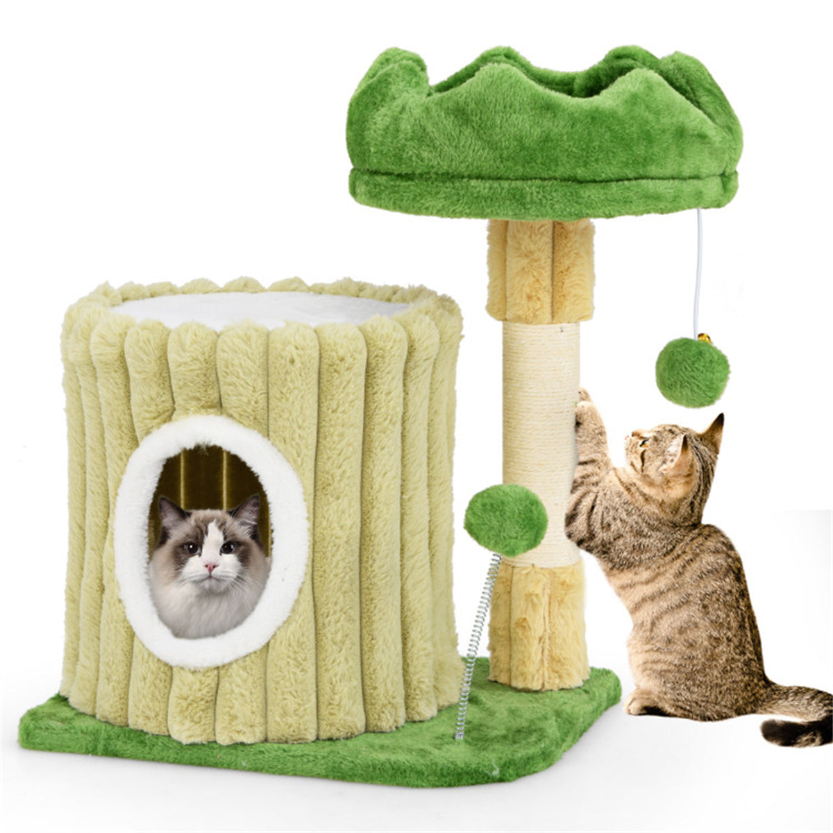 Cat apartment with sisal grab post and shake ball