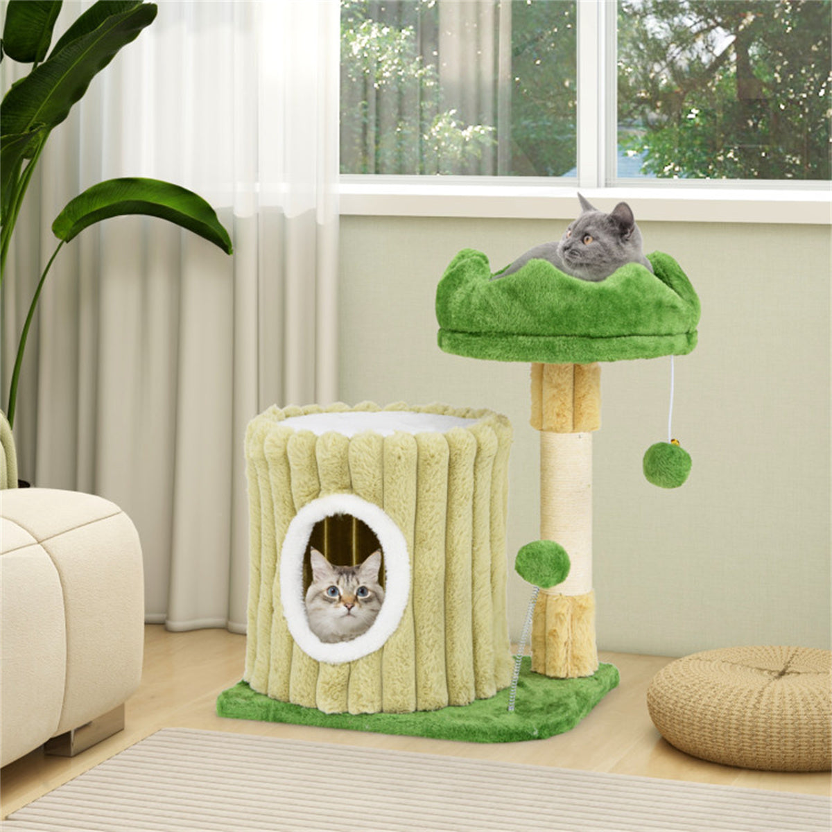 Cat apartment with sisal grab post and shake ball