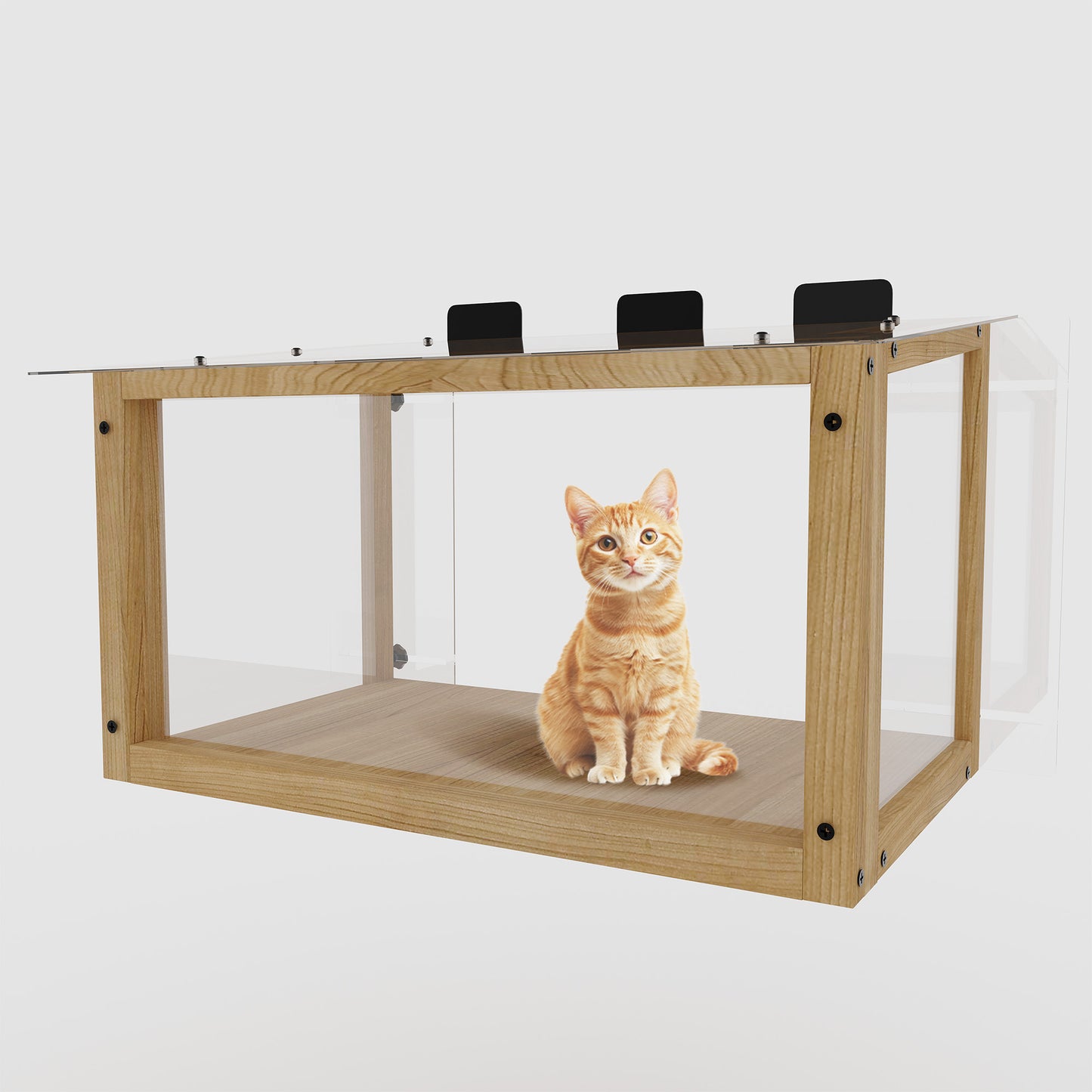 Waterproof Window Cat Perch Catio, Wood Cat Window Box, Window Catio for Indoor Cats. Suitable Single Hanging Window with an Inner Diameter of The Window Frame with A Net Opening Width of 24-35 in