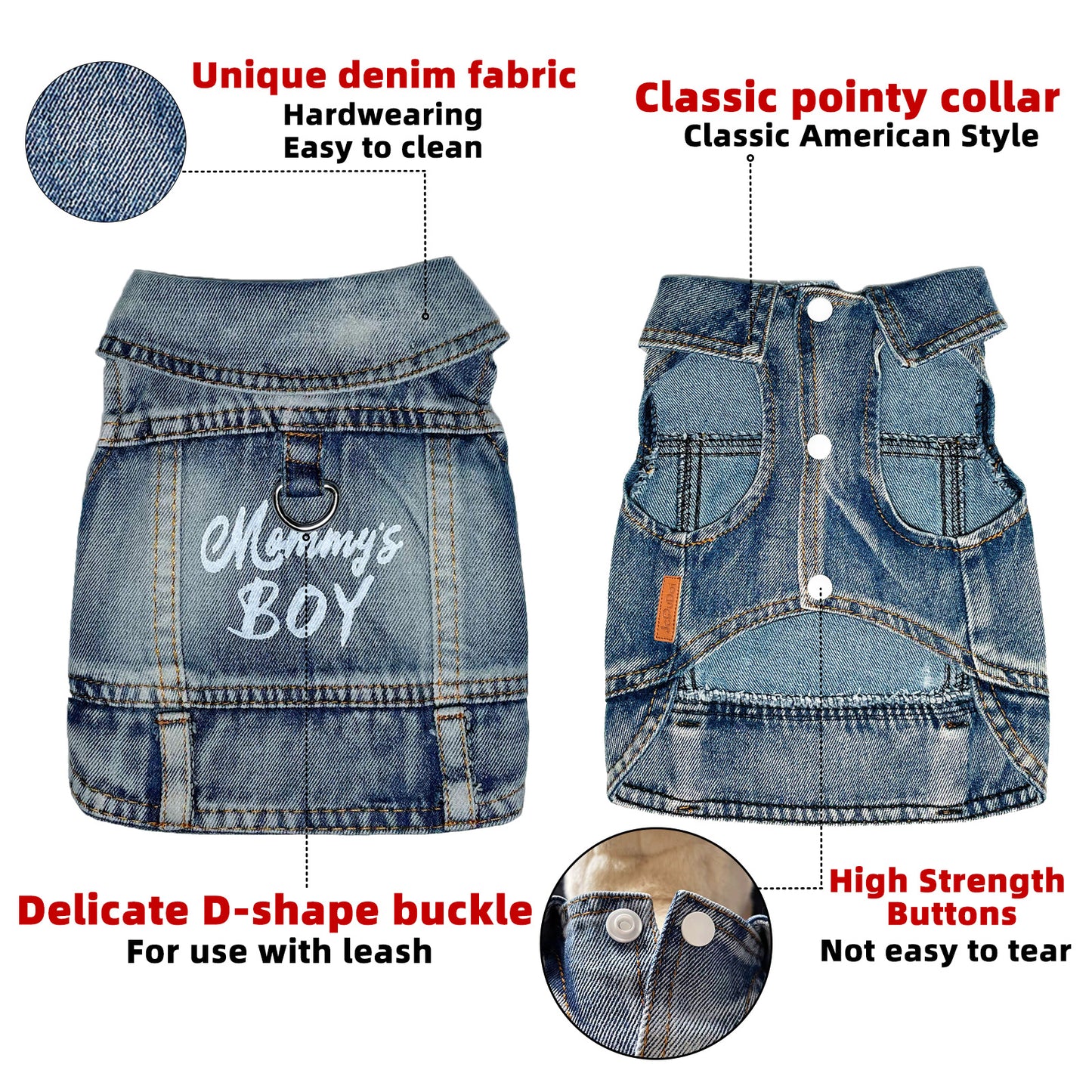Mommy's Boy Dog Denim Jacket