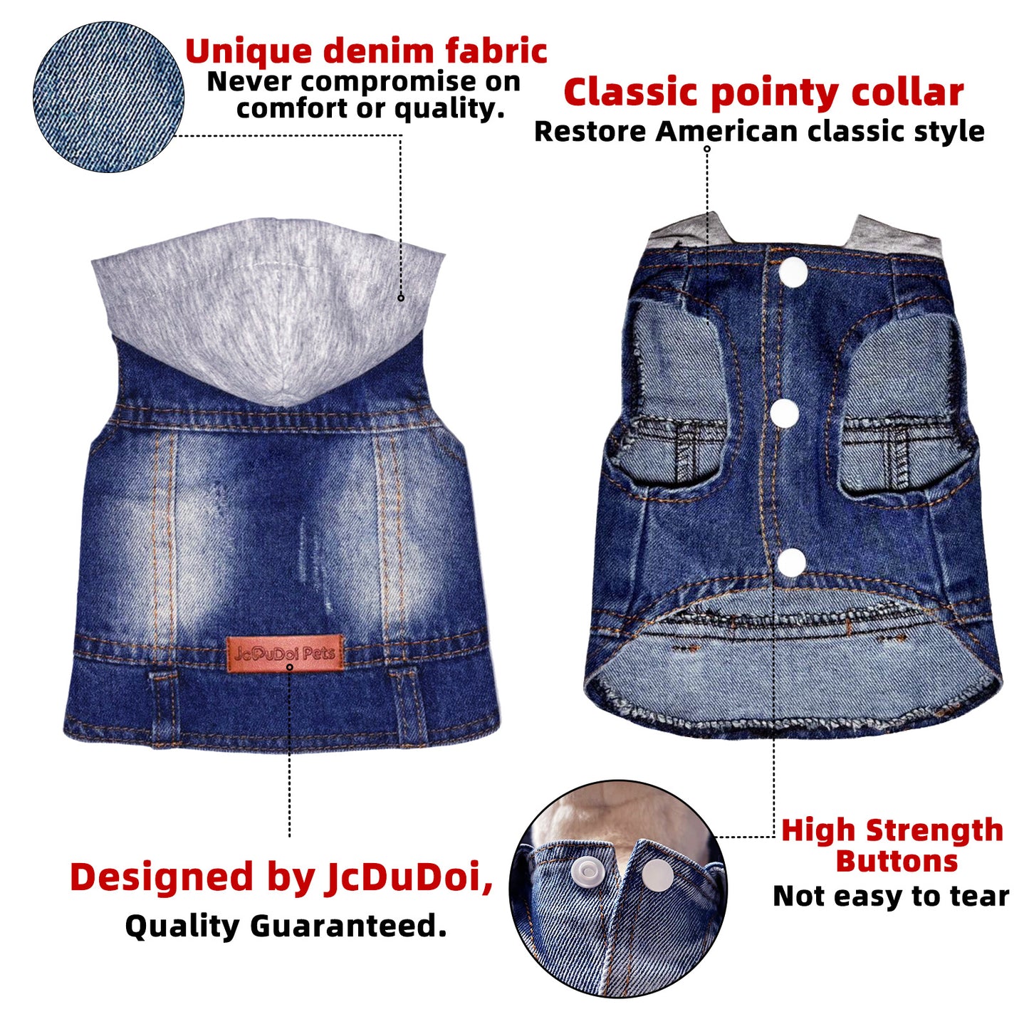 Dog Denim Jacket with Hoodie