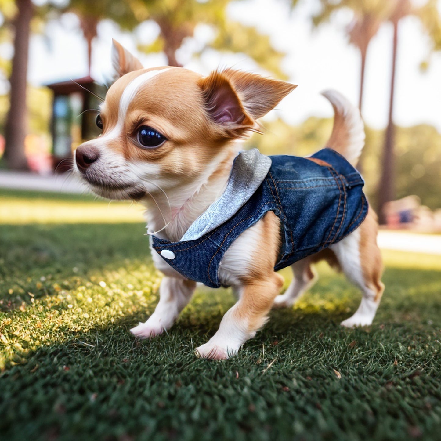 Dog Denim Jacket with Hoodie