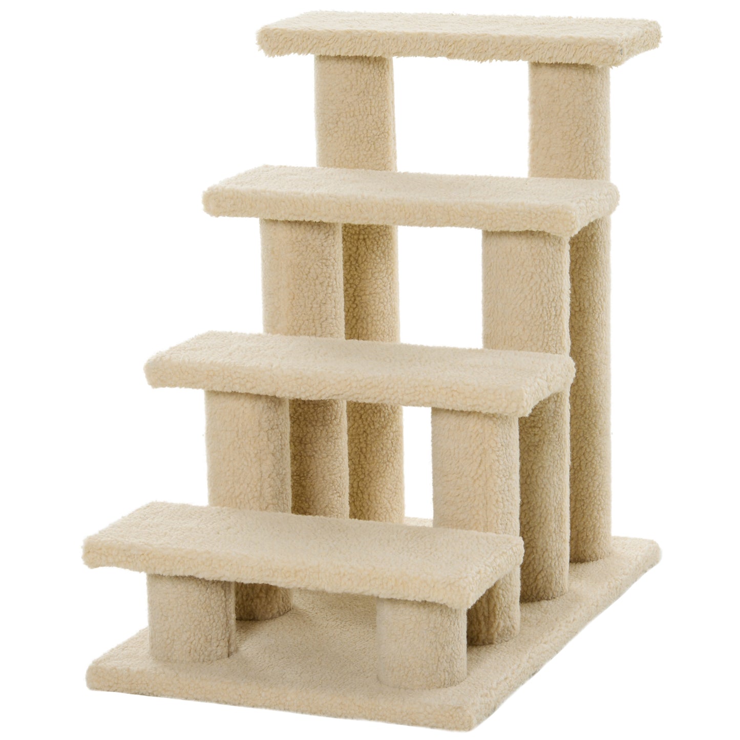 4-Step Cat Tree Climber Carpeted Pet Stairs and Ladder Ramp with Scratching Post Small Animal Supplies